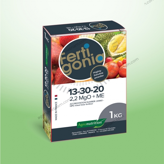 Phân bón lá Siêu dinh dưỡng FERTIGONIA 13-30-20+2.2MgO + ME - Hộp 250gr